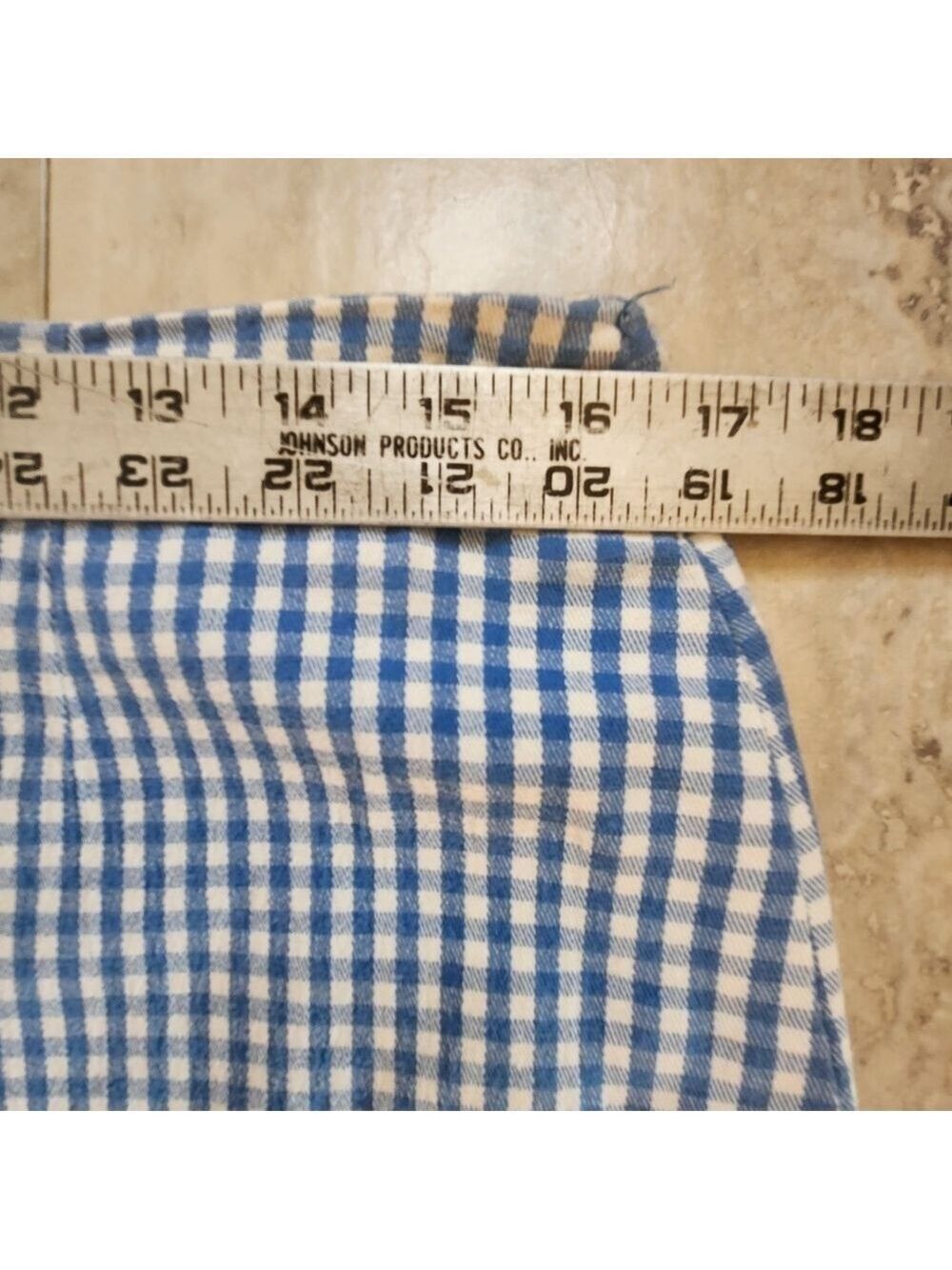 Talbots Skirt 14P Gingham Plaid Blue White Stretch Cotton Stretch Spring! - Picture 8 of 13